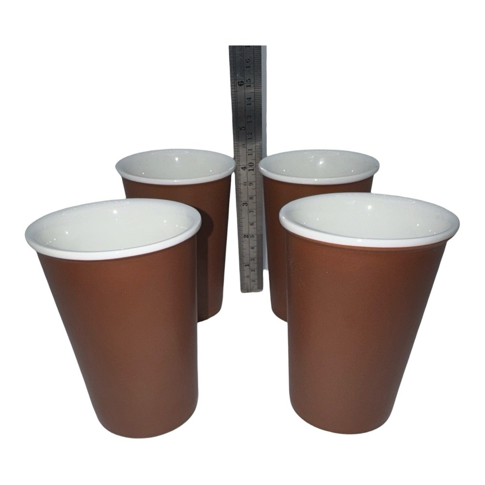 VTG ASA Selection Germany Porcelain Tumbler Cups Set 4 Brown Crate & Barrel